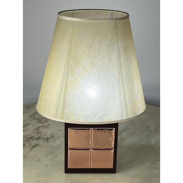 Italian Table Lamp in Walnut and Copper, 1990s For Sale - Image 3 of 13
