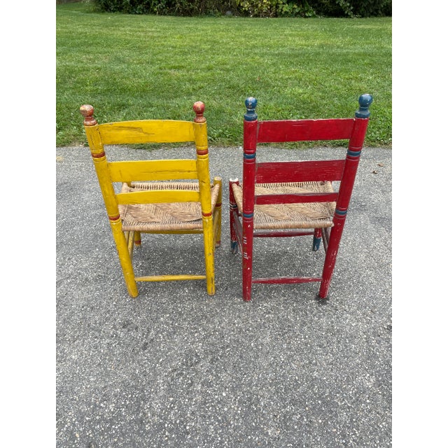 1940s Vintage Folk Art Hand Painted Dining Chairs - a Pair For Sale - Image 4 of 12