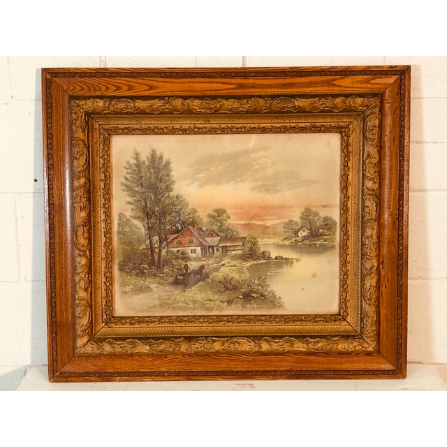 Vintage Oak Wood & Gold Accented Frame For Sale - Image 9 of 9