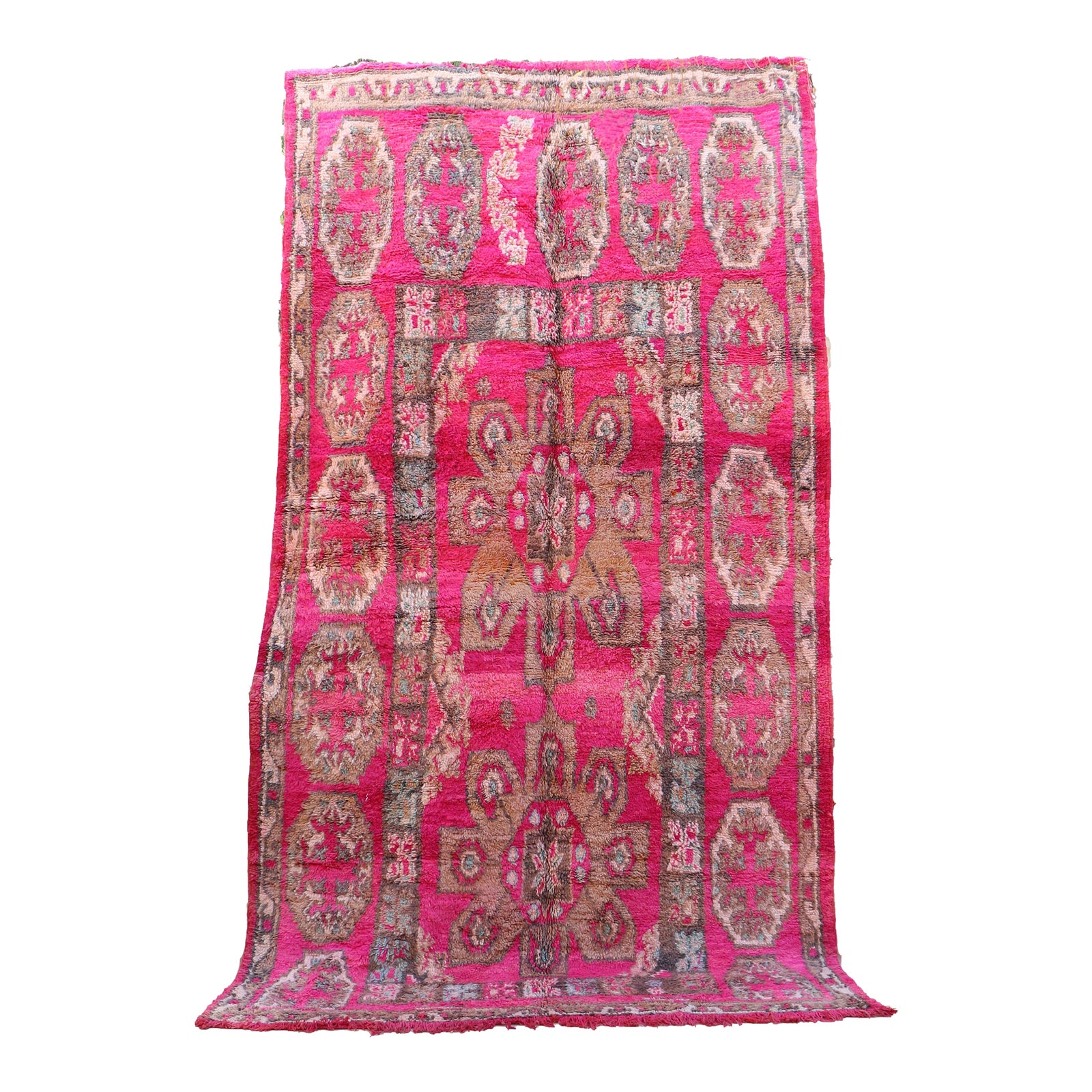 1980s Fushia Pink Vintage Moroccan Rug - 6'9