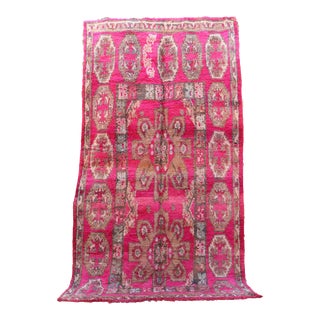 1980s Fushia Pink Vintage Moroccan Rug - 6'9" X 12'6" Ft For Sale