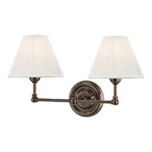 Hudson Valley Lighting Mark D. Sikes Classic No.1 2-Light Wall Sconce, Distressed Bronze