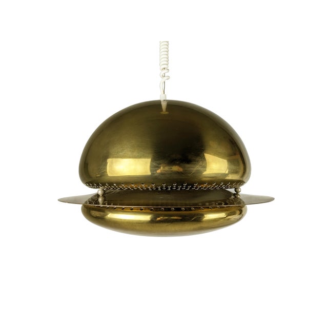 Golden metal and optical glass Nictea pendant by Afra e Tobia Scarpa for Flos. Very good condition, few light defects on...