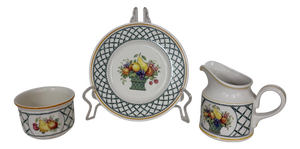 Vintage 1990s Villeroy & Boch Basket Dessert Plate, Creamer and Ramekin - Set of 3