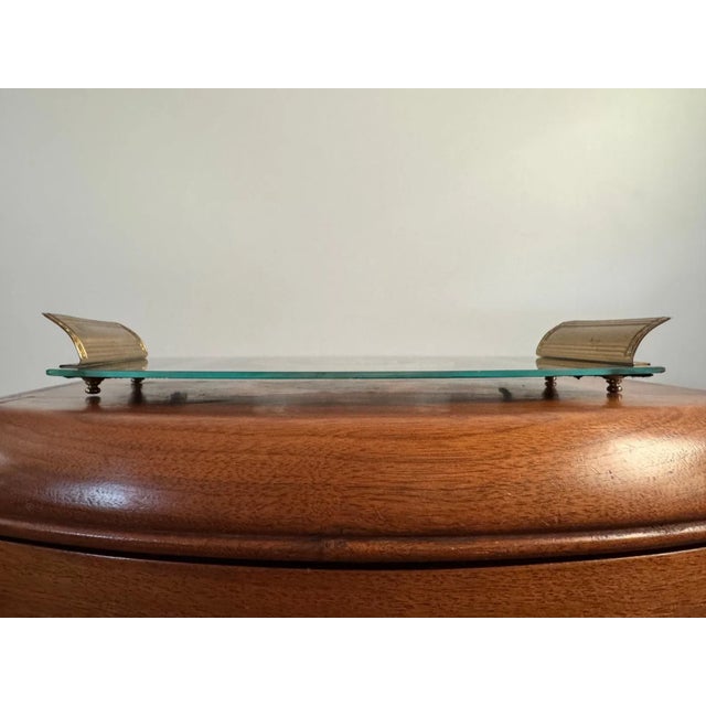 Brass Vintage Etched Glass and Brass Tray With Floral Medallion, Art Deco Era For Sale - Image 8 of 8