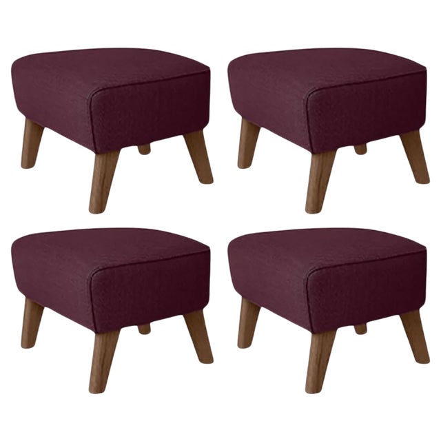 Maroon Smoked Oak Raf Simons Vidar 3 My Own Chair Footstool by Lassen, Set of 4 For Sale