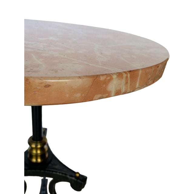 Pair of Iron and Brass Drink Tables With Polished Rojo Marble Tops For Sale - Image 13 of 16