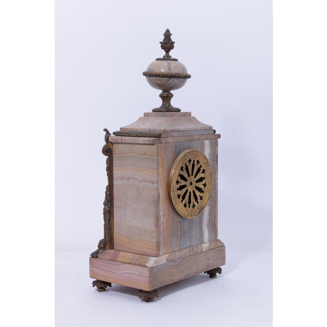 Japy Freres French Bronze & Marble Mantle Clock For Sale - Image 4 of 14
