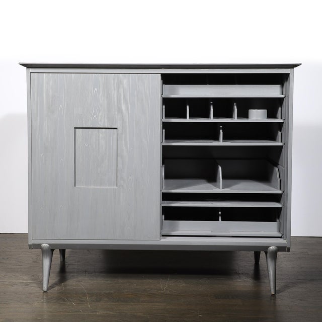 John Stuart Mid-Century Modern Silver Cerused Oak Gentleman's Chest by John Stuart Inc. For Sale - Image 4 of 18