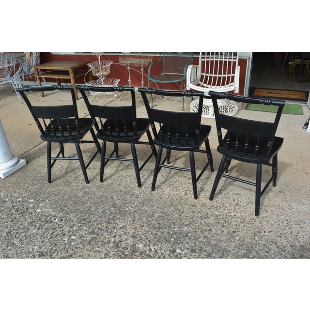 Vintage S Bent Bros Hitchcock Style Black Stenciled Dining Chairs Set of 4 For Sale - Image 13 of 18