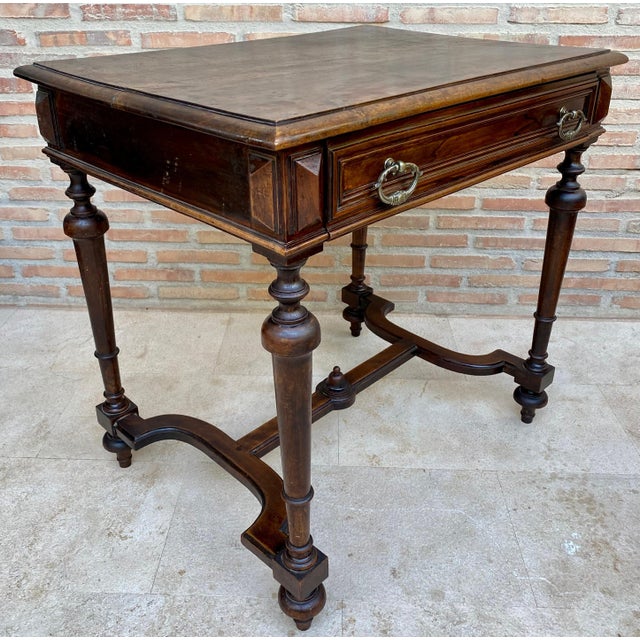 Louis XVI French Walnut Side Table with drawer, 1920s For Sale - Image 18 of 18