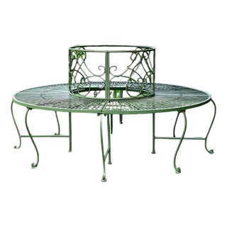 French Style Green Metal Circular Tree Garden Bench For Sale