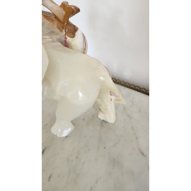Gold Vintage Large Carved Onyx Elephant Sculpture For Sale - Image 8 of 18