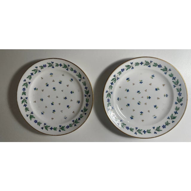 Late 18th Century Antique 18th Century Plates French Louis XVI Spring Cornflowers- Set of 8 For Sale - Image 5 of 10