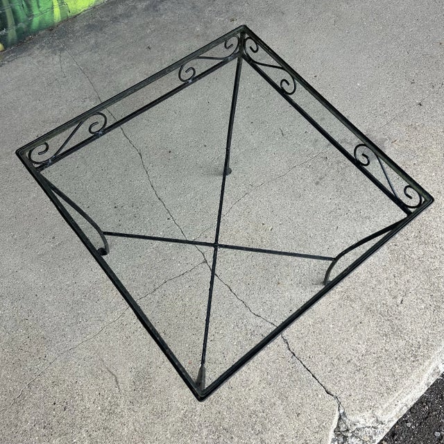 Early 21st Century Salterini Outdoor Patio Iron and Glass Square Dining Table, Attributed For Sale In Cleveland - Image 6 of 8