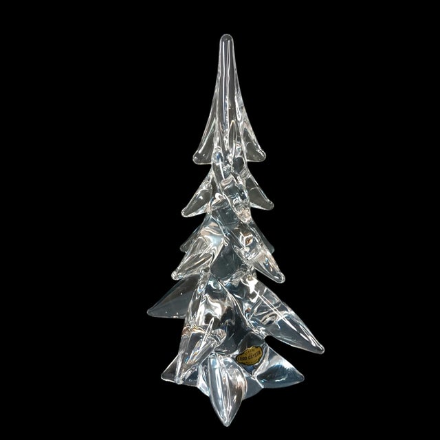 Mid-Century Modern Vintage Lead Crystal Clear Glass Christmas Tree Made in Japan 11" X 7" For Sale - Image 3 of 11