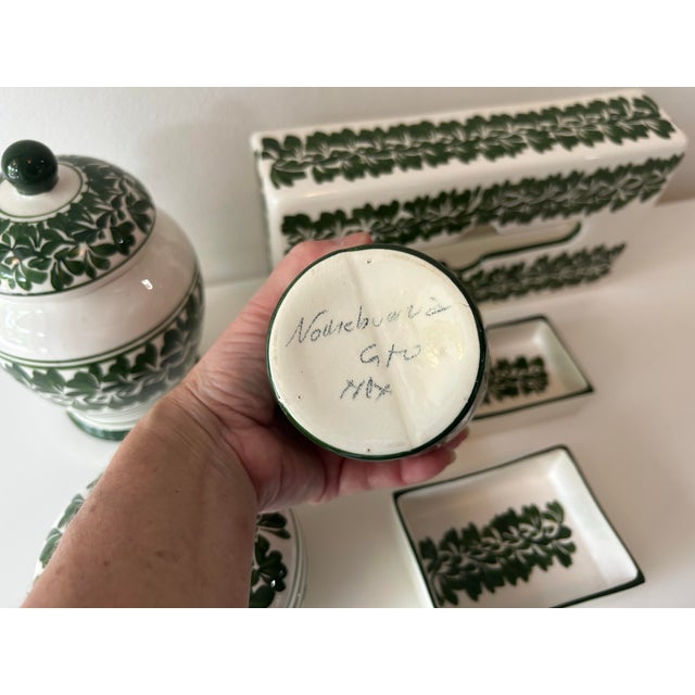 Vintage Mexican Pottery Vanity or Dressing Table Set- 6 Pieces For Sale - Image 4 of 11