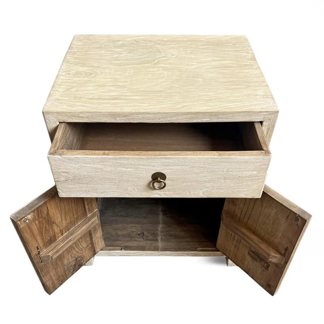 Simple Bleached Elm Nightstand For Sale - Image 4 of 8