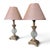 Hollywood Regency Gilded Gold and Faux Crystal Lamps With Pink Lampshades- A Pair For Sale In Charlotte - Image 6 of 18
