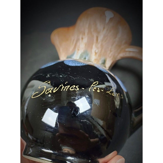 Ceramic Mid 20th Century "Savines Les Lacs" Genuine High-Fired Flame Glazed Stoneware Pitcher For Sale - Image 7 of 8