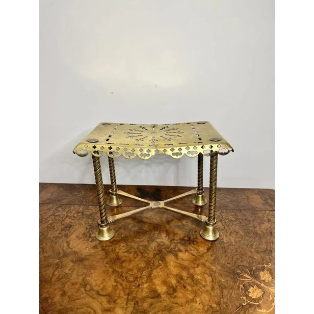 Metal Large Antique Edwardian Brass Trivet, 1900 For Sale - Image 7 of 8