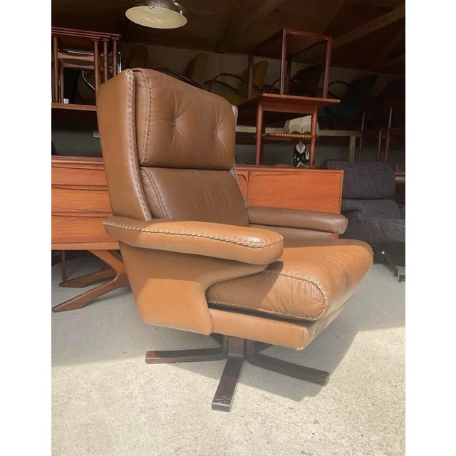 Mid-Century Modern Danish Bison Leather Armchair For Sale - Image 5 of 18