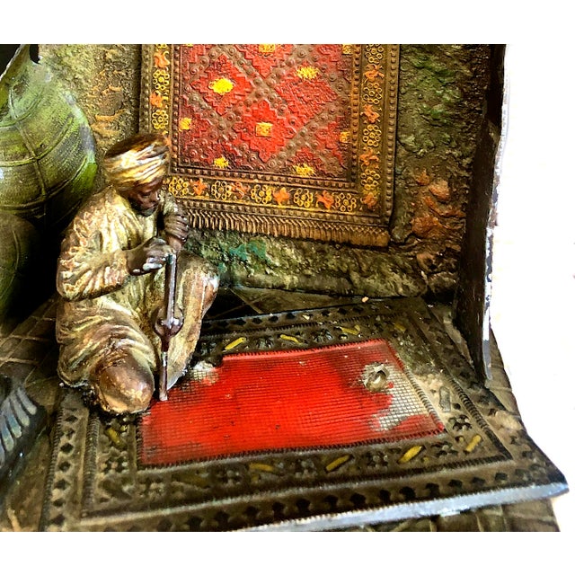 Bronze After Bergman, Cold-Painted Orientalist Market Stall Diorama Lamp For Sale - Image 8 of 10
