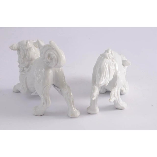 Mid 20th Century Pair of White Porcelain Foo Dogs / Blanc De Chine Guardian Lions For Sale In Charlotte - Image 6 of 6