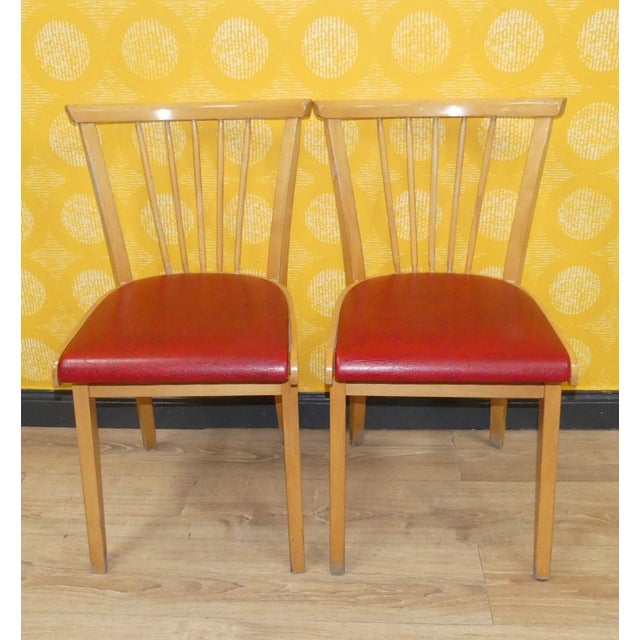 Mid-Century Modern Kitchen Chairs in Red, Set of 6 For Sale - Image 3 of 15