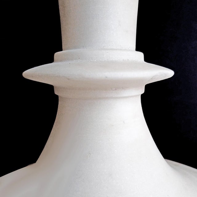 Hand-Carved White Marble Vase, 28 Inches Tall, Late 20th Century For Sale - Image 12 of 16