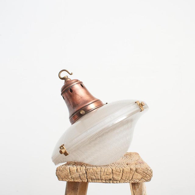 antique holophane ripple-lite church pendant light -c a prismatic glass pendant light manufactured by ‘holophane’. The...