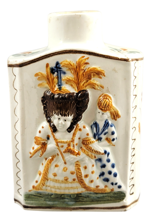 Antique English Prattware Pearlware Tea Caddy, 1700s