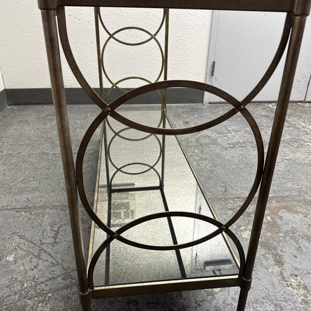 Brass Hollywood Regency Metal + Glass Console Table, Vintage For Sale - Image 8 of 12