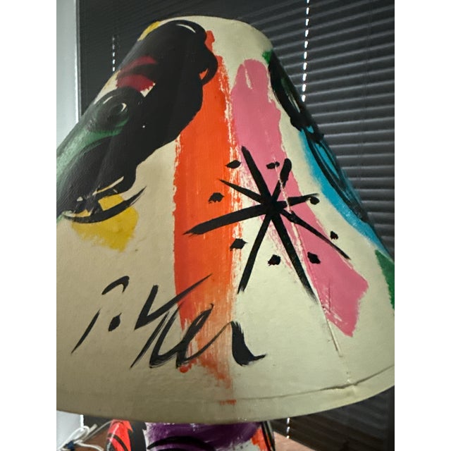 1970s 1970s Original Peter Keil Colorful Lamp and Shade Painting For Sale - Image 5 of 8