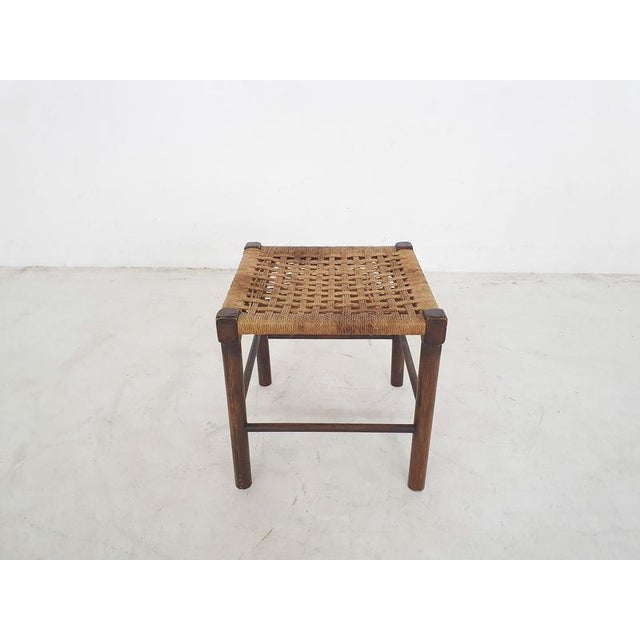 Small Rattan Stool, the Netherlands, 1950s For Sale - Image 3 of 6
