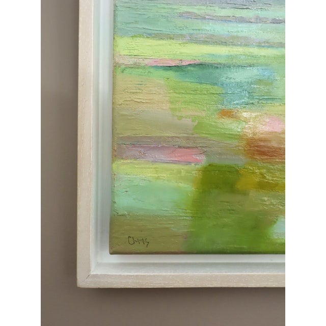 Blue Contemporary Modernist 'Severn Haze' Original Abstract Landscape Oil Painting, Framed For Sale - Image 8 of 12