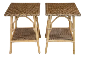 Late 20th Century 2 Universal Furniture Getaway Coastal Wailea Rattan Boho Chic Accent Side Tables