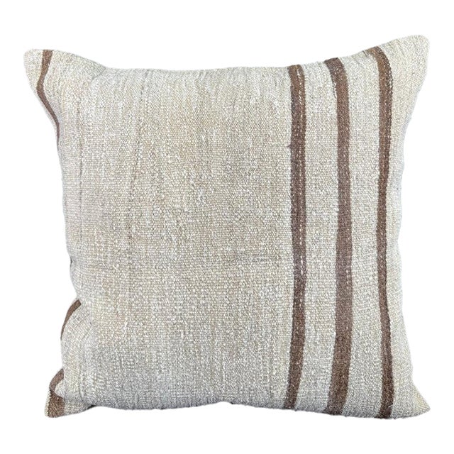 Turkish Hemp Pillow Cushion Natural Beige Brown Pillow Cushion Cover 24x24 For Sale