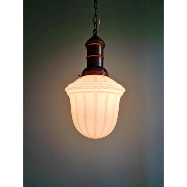 Art Deco Pendant Light in Molded White Pressed Glass, 1920s-1930s For Sale - Image 14 of 15