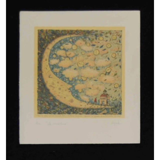Lithograph made on zinc plate on Sicar paper 310 gr/m2, paper size 50cm x 55cm, work size 38cm x 38cm. Ellent condition,...