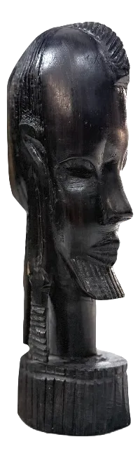 Mid-Century African Modernist Style Carved Wood Head Sculpture, 1960s