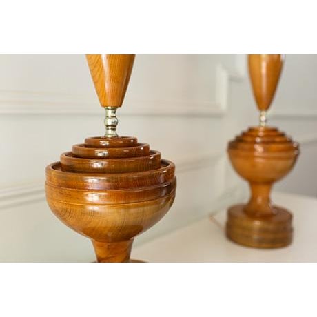 Wood 1960's Mid Century Modern Wood Table Lamps - Pair, Myrtlewood For Sale - Image 7 of 9