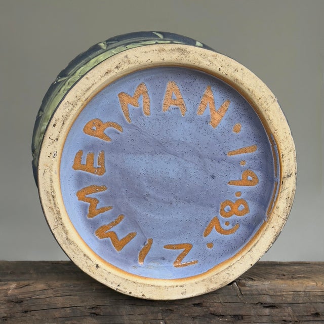 Vintage Abstract Expressionist Monumental Sgraffito Lidded Jar by Arnie Zimmerman, Signed (1982) For Sale - Image 10 of 10