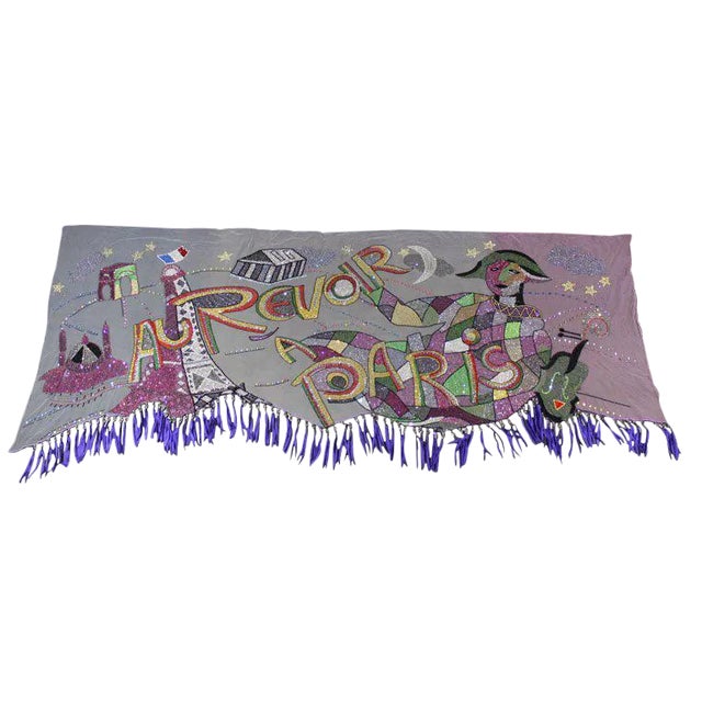 Late 20th Century Vintage Versace Beaded Hanging Textile Art For Sale