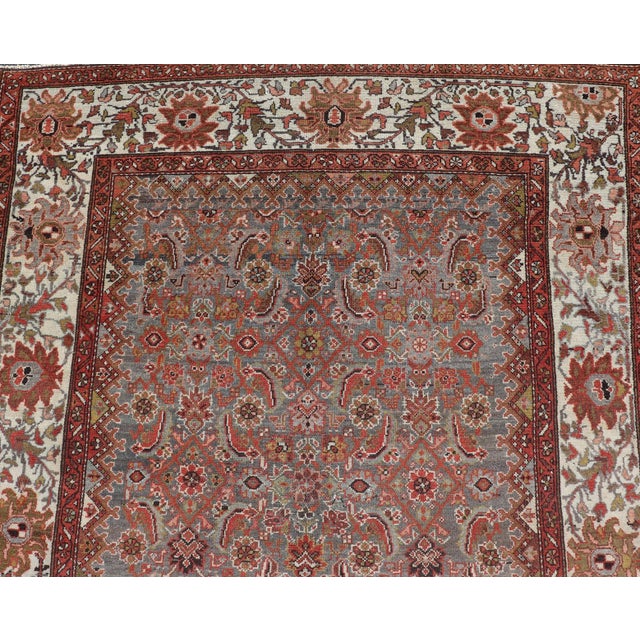 Antique Persian Malayer Rug With Allover With Herati Design in Terracotta For Sale In Atlanta - Image 6 of 13