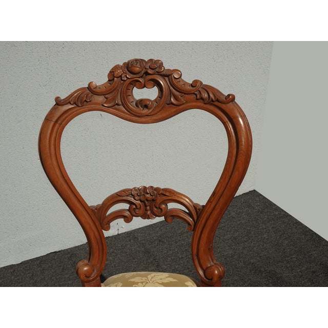 Vintage Victorian French Country Balloon Back Chair With Carved Frame For Sale In Los Angeles - Image 6 of 12