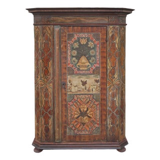 Antique Alpine Painted Wardrobe For Sale