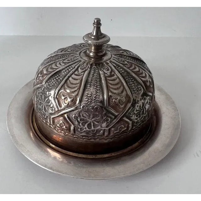Domed French Silver Plate Repoussé Butter or Covered Dish Plate For Sale - Image 10 of 13