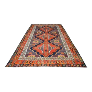 1970s Handwoven Turkish Kilim Rug Anatolian Tribal Colorful Rug - 8′8″ X 14′9″