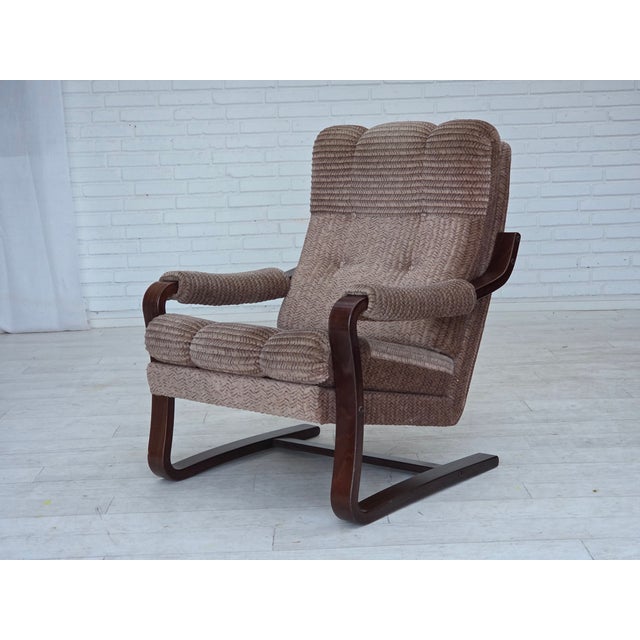 Vintage Danish Lounge Chair in Light Brown Furniture Corduroy, 1970s For Sale - Image 14 of 18